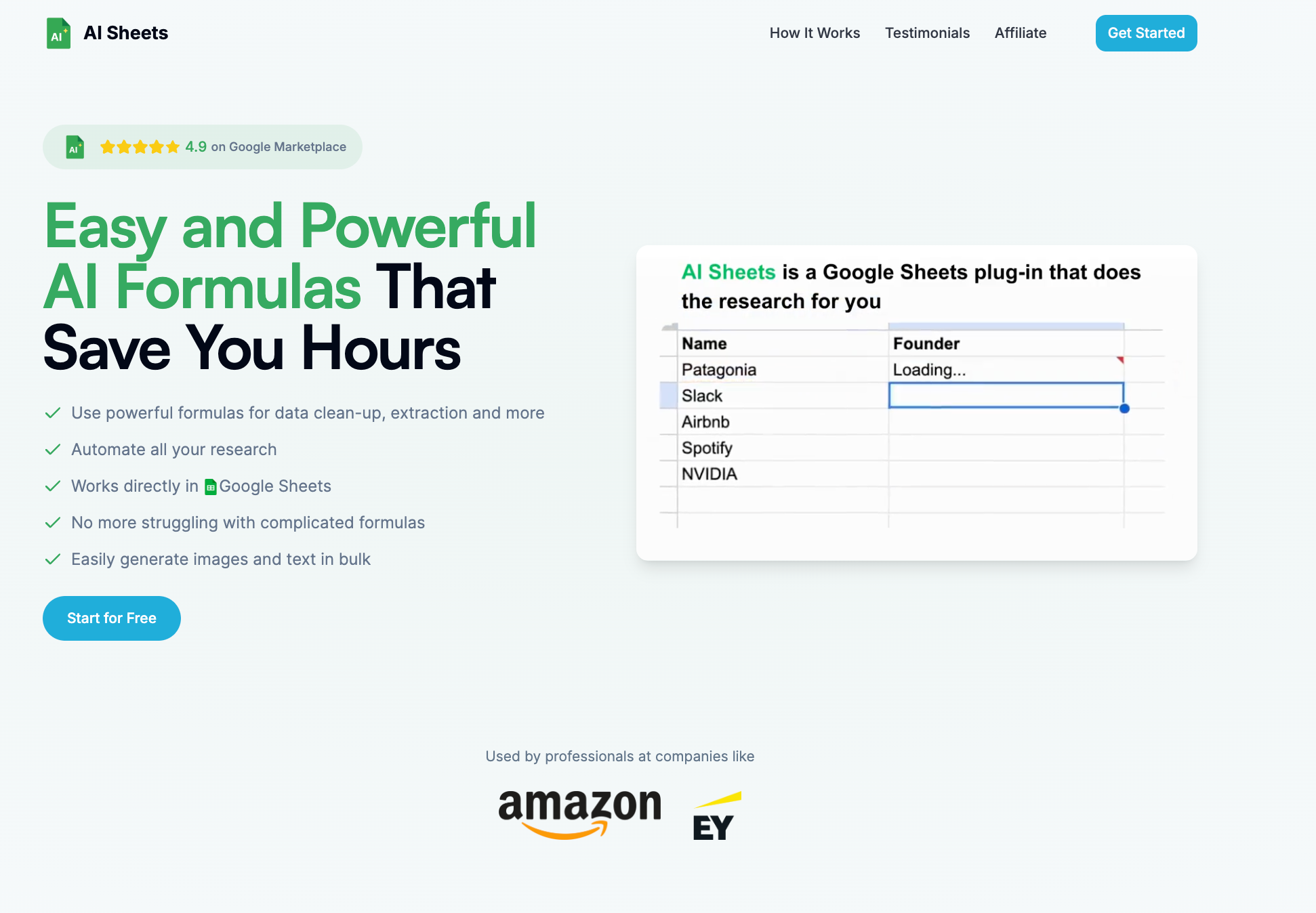 AI Sheets is an awesome AI for Google Sheets application